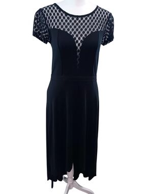 Elegant Black Lace-Accent Midi Dress